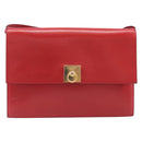 CELINE Shoulder Bag Leather Red Gold Auth 209009-2