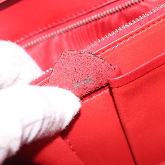 CELINE Shoulder Bag Leather Red Gold Auth 209009