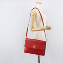 CELINE Shoulder Bag Leather Red Gold Auth 209009-25