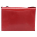 CELINE Shoulder Bag Leather Red Gold Auth 209009-3