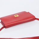 CELINE Shoulder Bag Leather Red Gold Auth 209009-6
