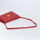 CELINE Shoulder Bag Leather Red Gold Auth 209009-7