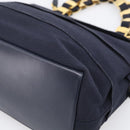 Salvatore Ferragamo Shoulder Bag Canvas 2way Navy Gold Auth 209011-12