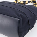 Salvatore Ferragamo Shoulder Bag Canvas 2way Navy Gold Auth 209011-14