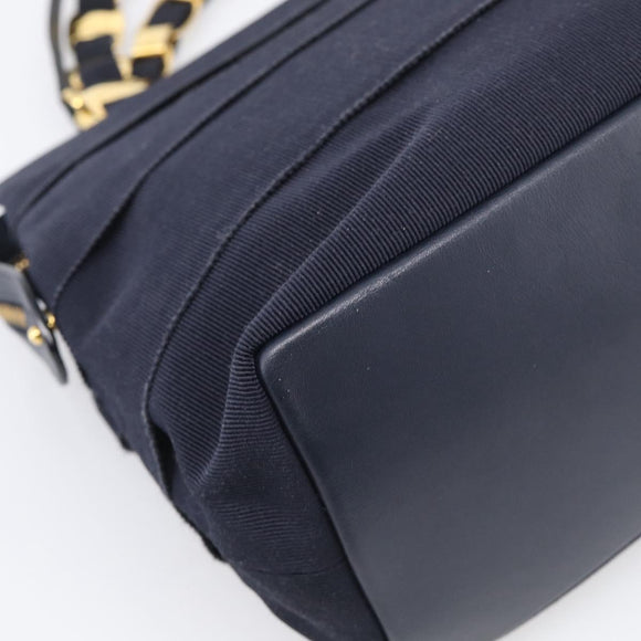 Salvatore Ferragamo Shoulder Bag Canvas 2way Navy Gold Auth 209011
