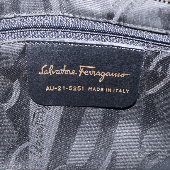 Salvatore Ferragamo Shoulder Bag Canvas 2way Navy Gold Auth 209011