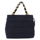 Salvatore Ferragamo Shoulder Bag Canvas 2way Navy Gold Auth 209011-2