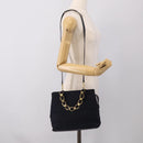 Salvatore Ferragamo Shoulder Bag Canvas 2way Navy Gold Auth 209011-23