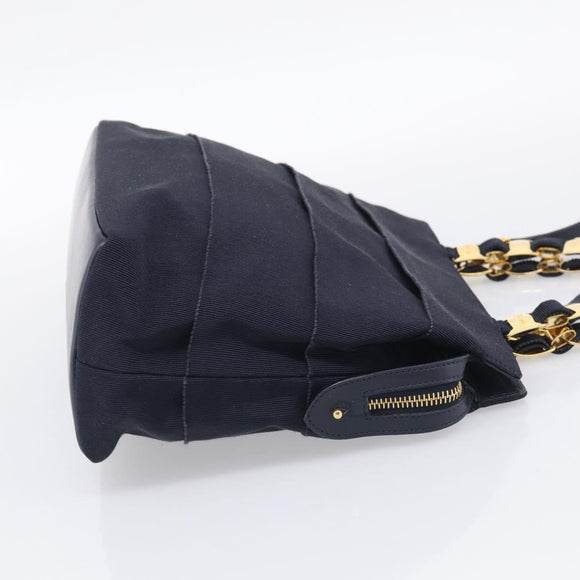 Salvatore Ferragamo Shoulder Bag Canvas 2way Navy Gold Auth 209011