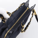 Salvatore Ferragamo Shoulder Bag Canvas 2way Navy Gold Auth 209011-6