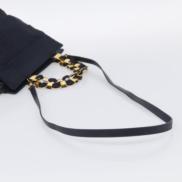 Salvatore Ferragamo Shoulder Bag Canvas 2way Navy Gold Auth 209011