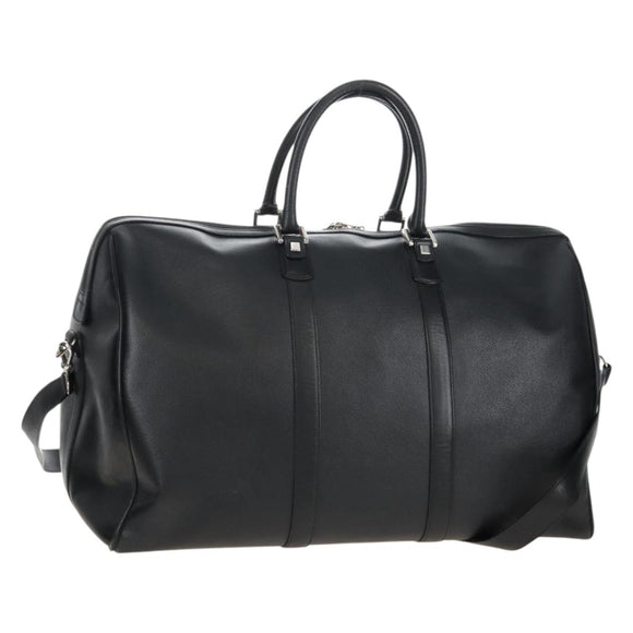 Bally Boston Bag Leather 2way Black Silver Auth 209012
