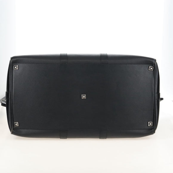 Bally Boston Bag Leather 2way Black Silver Auth 209012