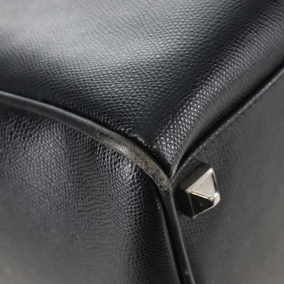 Bally Boston Bag Leather 2way Black Silver Auth 209012