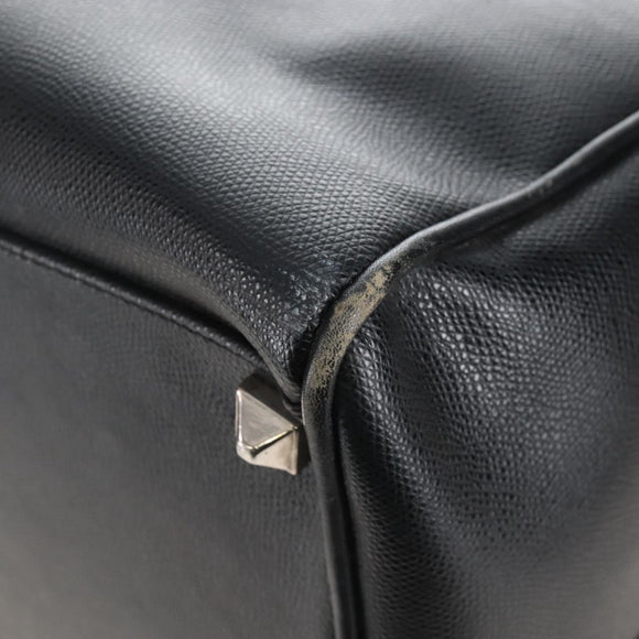 Bally Boston Bag Leather 2way Black Silver Auth 209012