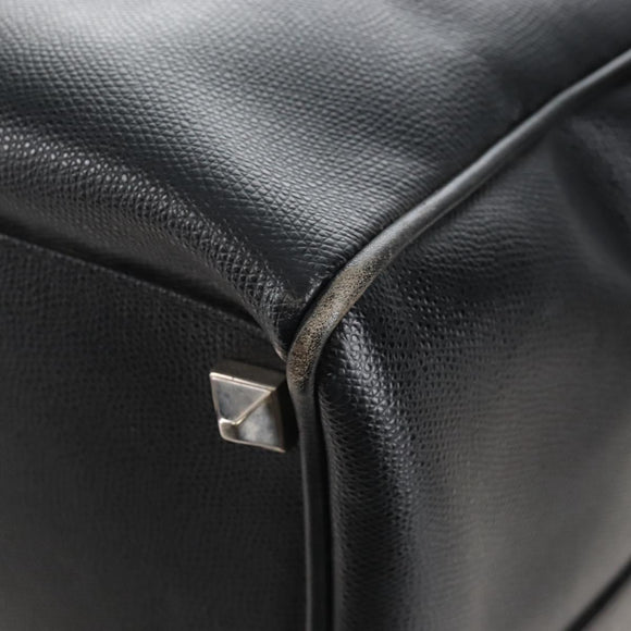 Bally Boston Bag Leather 2way Black Silver Auth 209012