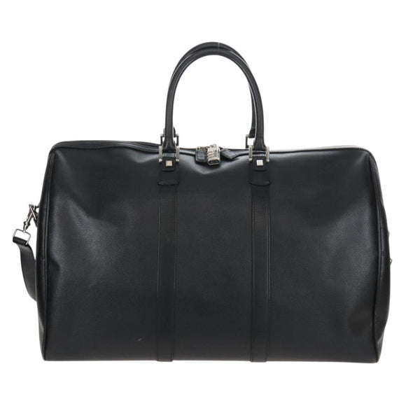 Bally Boston Bag Leather 2way Black Silver Auth 209012