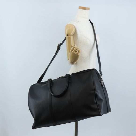 Bally Boston Bag Leather 2way Black Silver Auth 209012