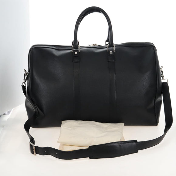 Bally Boston Bag Leather 2way Black Silver Auth 209012