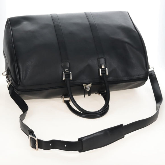 Bally Boston Bag Leather 2way Black Silver Auth 209012