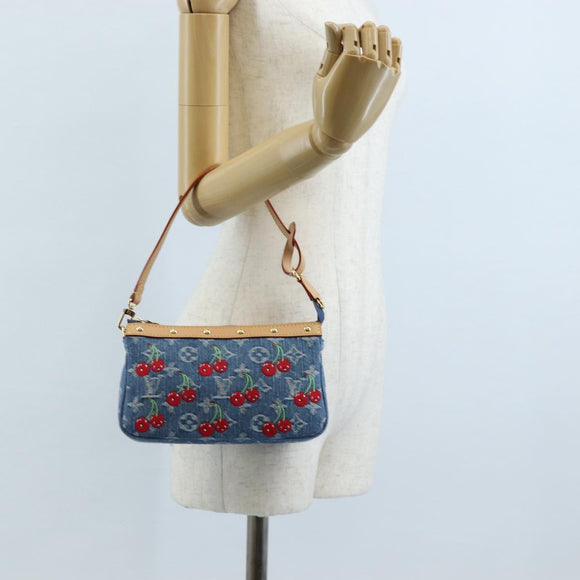 LOUIS VUITTON Denim Cherry Pochette Accessoires Pouch M13994 LV Auth 209017SM