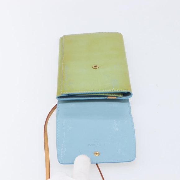 LOUIS VUITTON Monogram Vernis Walker Wallet Baby Blue M91073 LV Auth 209035