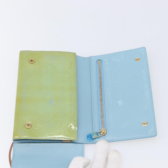 LOUIS VUITTON Monogram Vernis Walker Wallet Baby Blue M91073 LV Auth 209035