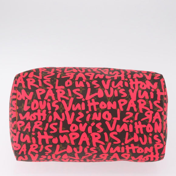 LOUIS VUITTON Monogram Graffiti Speedy 30 Hand Bag Pink M93704 LV Auth 209036SAM
