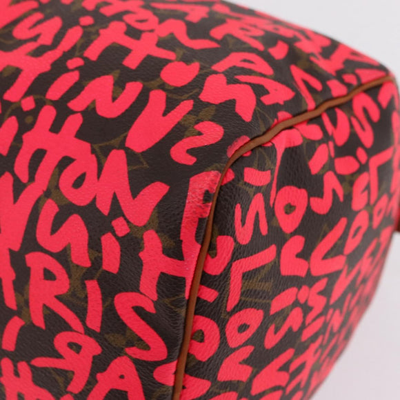 LOUIS VUITTON Monogram Graffiti Speedy 30 Hand Bag Pink M93704 LV Auth 209036SAM