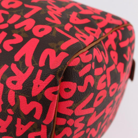 LOUIS VUITTON Monogram Graffiti Speedy 30 Hand Bag Pink M93704 LV Auth 209036SAM