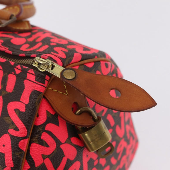 LOUIS VUITTON Monogram Graffiti Speedy 30 Hand Bag Pink M93704 LV Auth 209036SAM