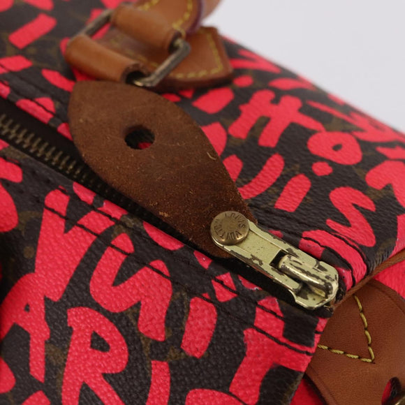 LOUIS VUITTON Monogram Graffiti Speedy 30 Hand Bag Pink M93704 LV Auth 209036SAM