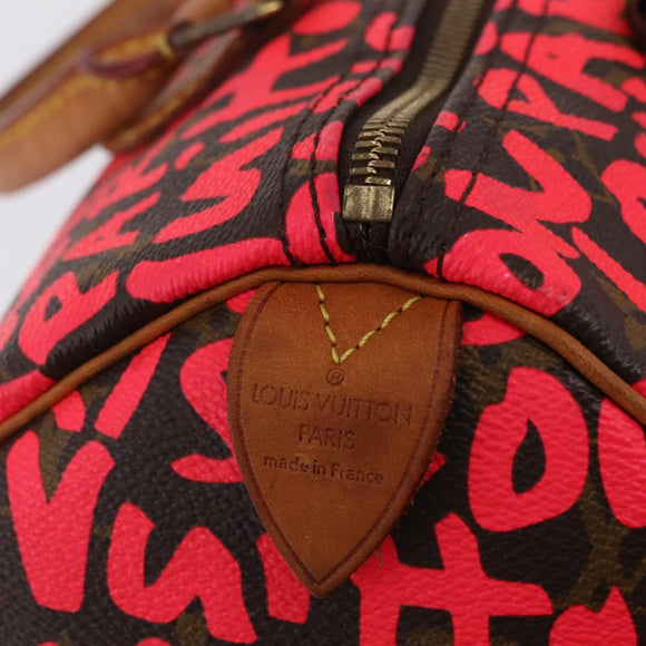 LOUIS VUITTON Monogram Graffiti Speedy 30 Hand Bag Pink M93704 LV Auth 209036SAM