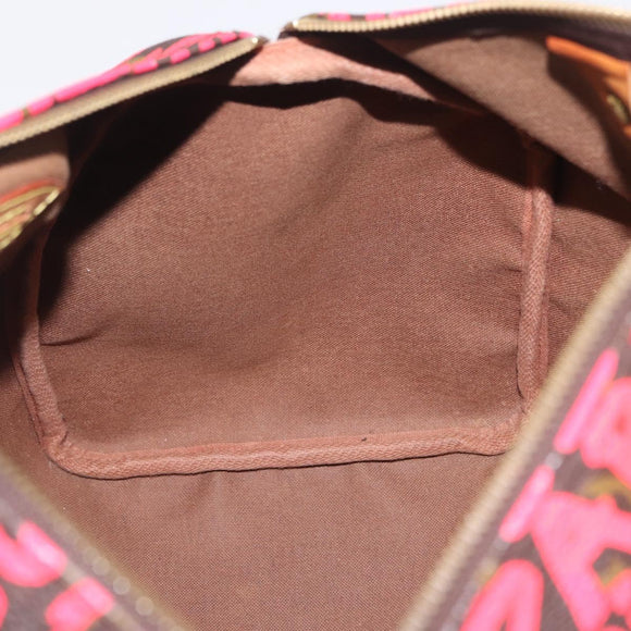 LOUIS VUITTON Monogram Graffiti Speedy 30 Hand Bag Pink M93704 LV Auth 209036SAM