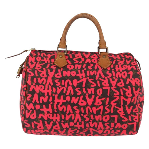LOUIS VUITTON Monogram Graffiti Speedy 30 Hand Bag Pink M93704 LV Auth 209036SAM