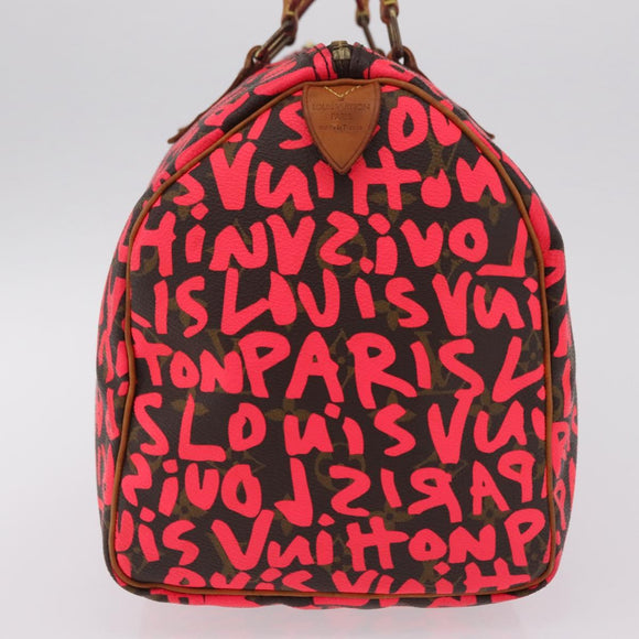 LOUIS VUITTON Monogram Graffiti Speedy 30 Hand Bag Pink M93704 LV Auth 209036SAM