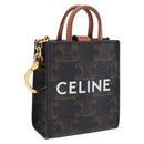 CELINE Macadam Canvas Triomphe Bag Charm PVC Brown Gold Auth 209038M-1