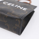 CELINE Macadam Canvas Triomphe Bag Charm PVC Brown Gold Auth 209038M-10