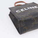 CELINE Macadam Canvas Triomphe Bag Charm PVC Brown Gold Auth 209038M-11