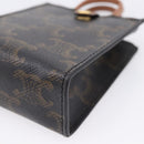 CELINE Macadam Canvas Triomphe Bag Charm PVC Brown Gold Auth 209038M-12