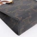 CELINE Macadam Canvas Triomphe Bag Charm PVC Brown Gold Auth 209038M-13