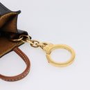 CELINE Macadam Canvas Triomphe Bag Charm PVC Brown Gold Auth 209038M-14