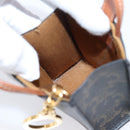 CELINE Macadam Canvas Triomphe Bag Charm PVC Brown Gold Auth 209038M-18