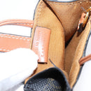 CELINE Macadam Canvas Triomphe Bag Charm PVC Brown Gold Auth 209038M-19