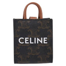 CELINE Macadam Canvas Triomphe Bag Charm PVC Brown Gold Auth 209038M-2