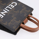 CELINE Macadam Canvas Triomphe Bag Charm PVC Brown Gold Auth 209038M-6