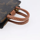 CELINE Macadam Canvas Triomphe Bag Charm PVC Brown Gold Auth 209038M-7
