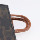 CELINE Macadam Canvas Triomphe Bag Charm PVC Brown Gold Auth 209038M-8