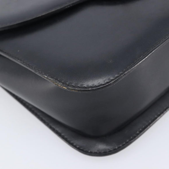 CELINE Shoulder Bag Leather Black Gold Auth 209039