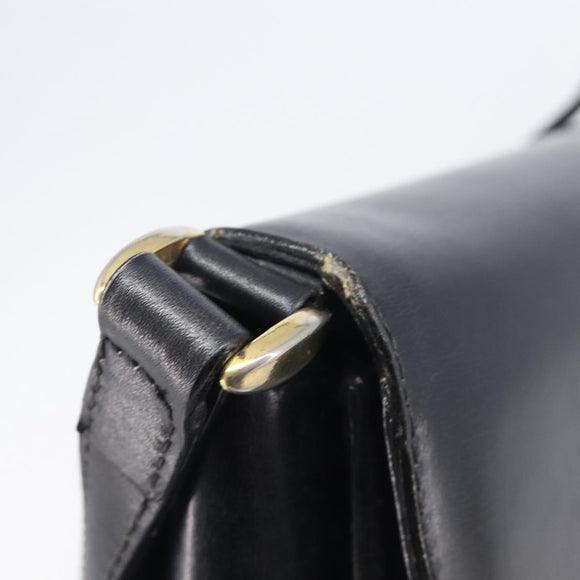 CELINE Shoulder Bag Leather Black Gold Auth 209039